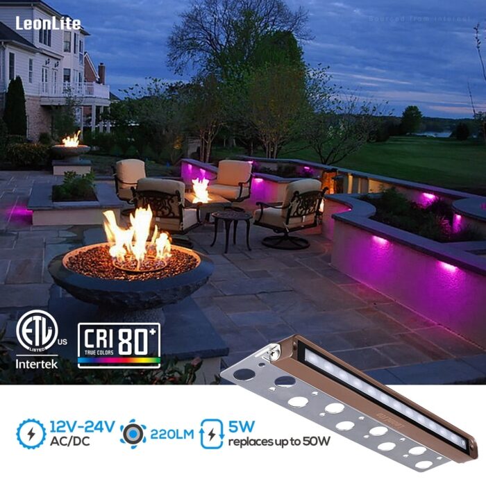 12 Inch RGBW LED Hardscape Paver Light, 270° Swivel, 5W, IP65 - 8PACK
