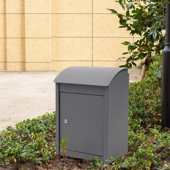 Package Delivery Boxes for Outside, Galvanized Steel Parcel Mailbox, Wall Mounted Lockable Anti-Theft for Porch,gray