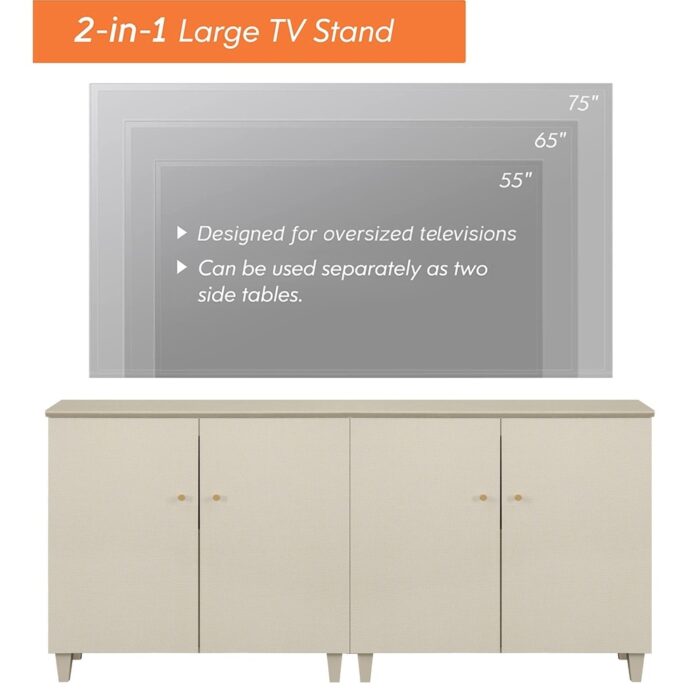 TV Stand Cabinet for 75" TV , Bedroom Wood Entertainment Center - Image 2