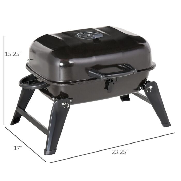 Portable folding outdoor desktop charcoal grill - Image 2