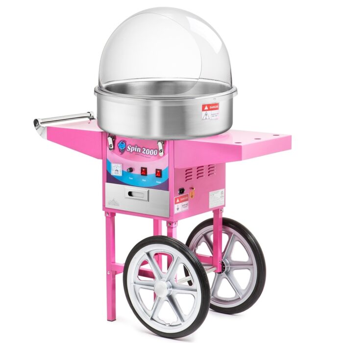 Cotton Candy Machine & Electric Candy Floss Maker with Cart and Shield - Pink - Image 2