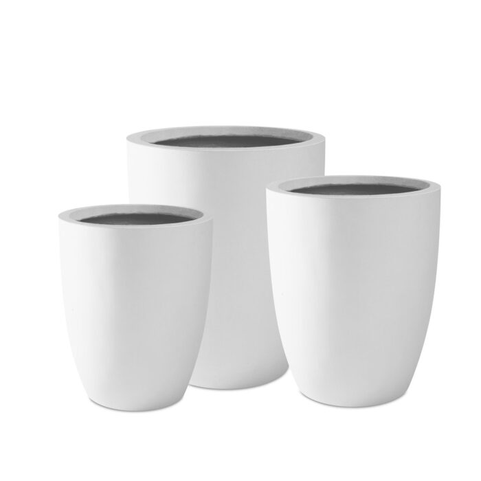 Kante 22.4", 20.4", 18.1"H Natural Finish Round Concrete Tall Planters (Set of 3), Outdoor/Indoor - Image 2