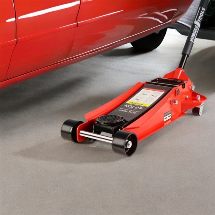 Floor Jack w/ Pistons Quick Lift Pump and Lifting Range 4" to 21" - N/A
