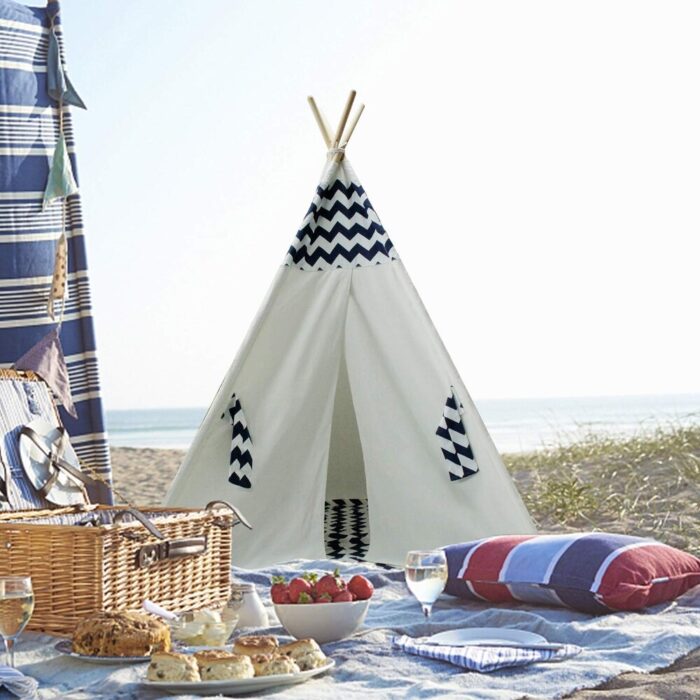 Teepee Play Tent with Mat for Indoor Outdoor - Image 2