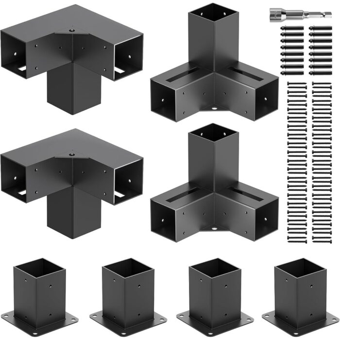 4x4 Slotted Design Outdoor Pergola Brackets with End Cap Corner