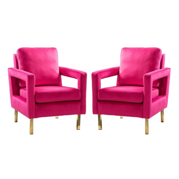 Valentina Modern Upholstered Accent Armchair with Gold Legs Set of 2 by HULALA HOME - Image 2