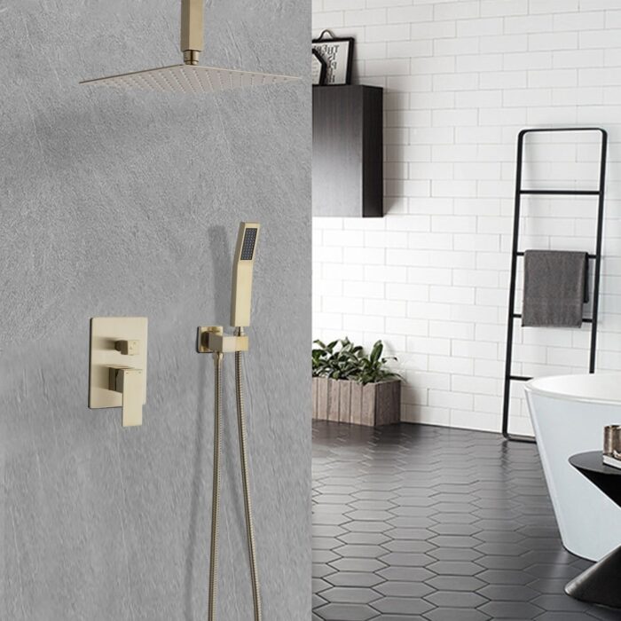 YASINU 2 Function Ceiling Mounted Square Rainfall Shower Head Bathroom Shower System Sets - Image 2