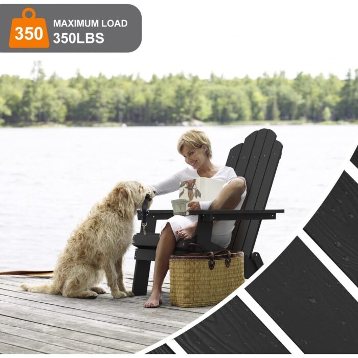 WINSOON All Weather HIPS Outdoor Folding Adirondack Chairs Outdoor Garden Patio Chairs set of 2 - Image 2