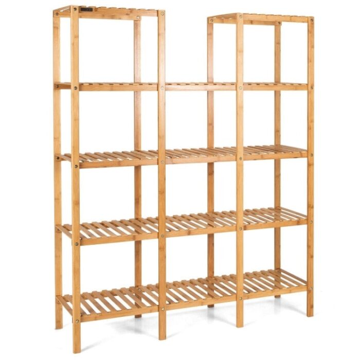 Multifunctional Bamboo Shelf Flower Plant Display Stand - 45" x 12" x 56"