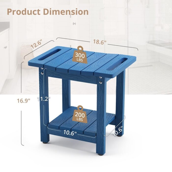 HDPS Shower Benches for Inside Shower, Shower Stool for Shaving Legs with Storage, Waterproof Shower Chair Seat for Bath - Image 2