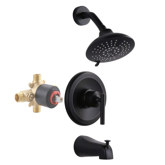 Single-Handle 5-Spary Settings Round Shower Faucet with Tub Spout