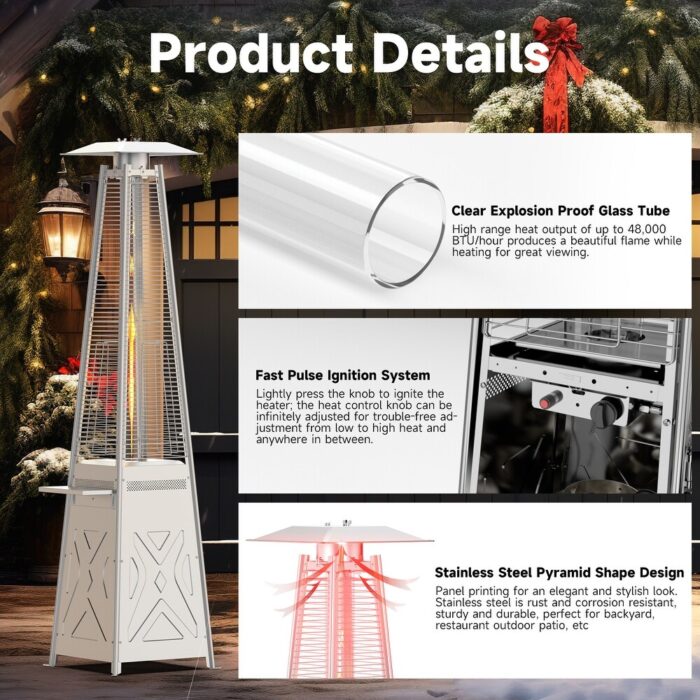 2-in-1 Gas Patio Heater Patio Outdoor with Removable Table Wheels - Image 2