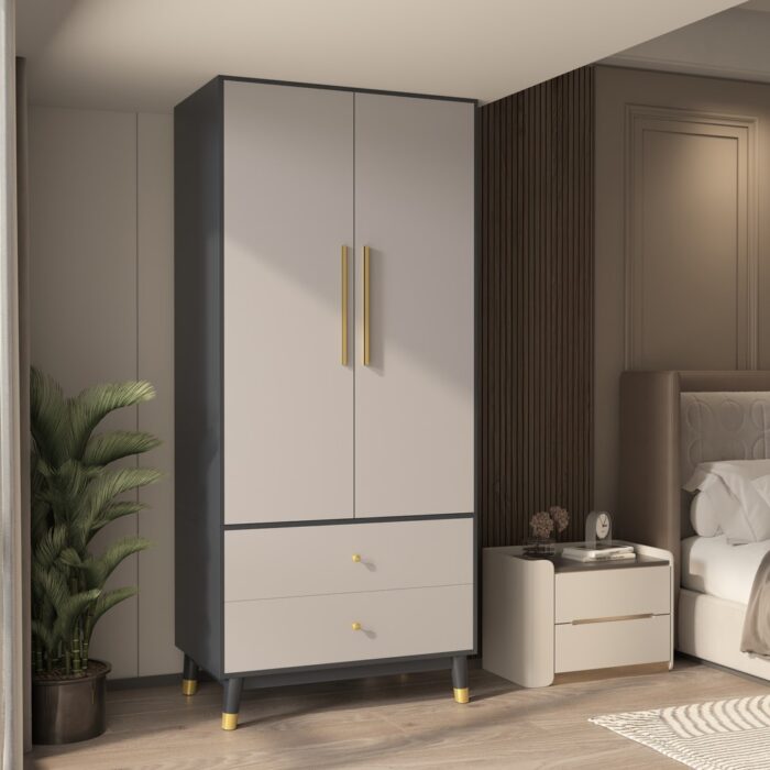 70.9"H Armoires & Wardrobe Two Drawers Hanging Storage Closet Cabinet - Image 2