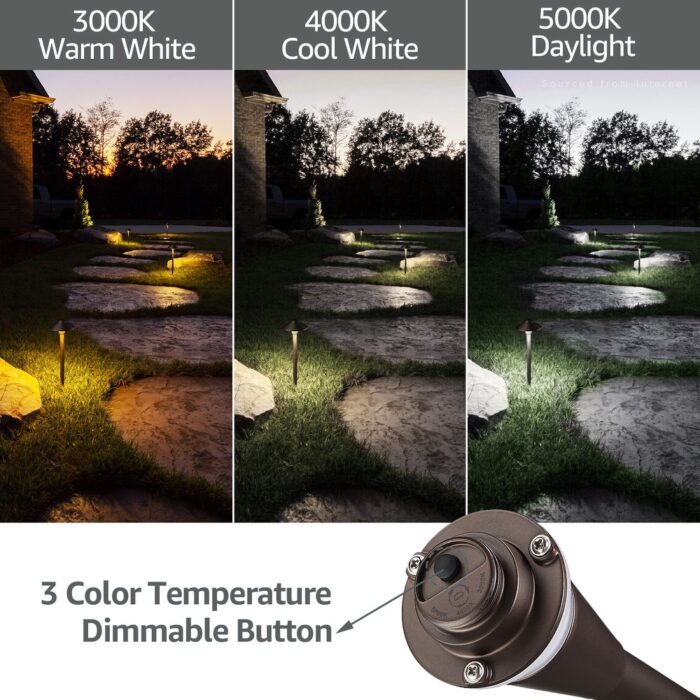 5W 3CCT Low Voltage Landscape Pathway Lights, 3000K/4000K/5000K - 6PACK - Image 2