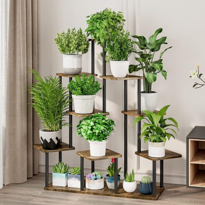 Plant Stand 9 Tier Indoor Metal (9 Tier-Black) - Image 2