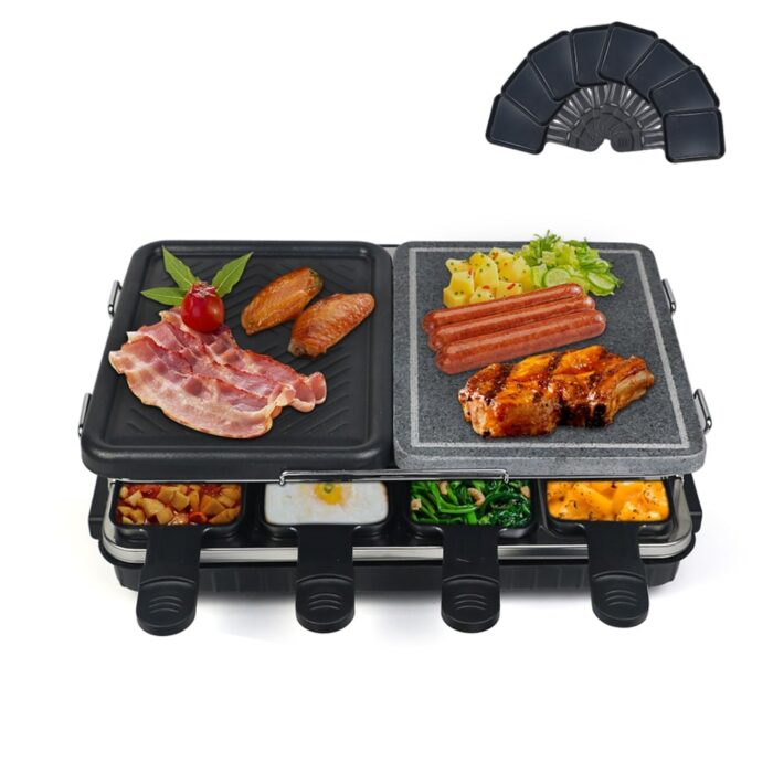 Korean BBQ Electric Tabletop Cooker Grill 2-in-1 Barbecue Stone