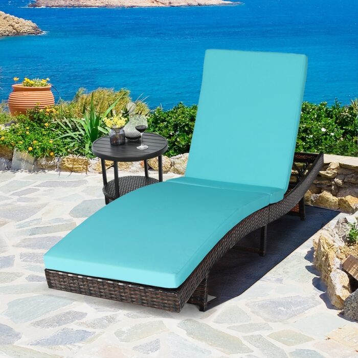 Gymax Foldable Patio Rattan Chaise Lounge Chair w/5 Back Positions - See Details