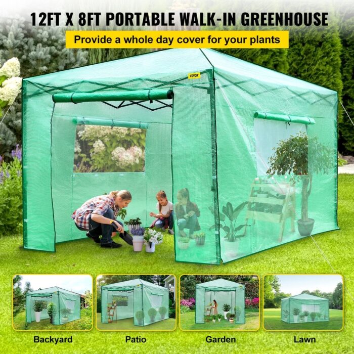 VEVOR Pop-Up Greenhouse Portable Greenhouse with Doors & Windows Set Up in Minutes - Image 2