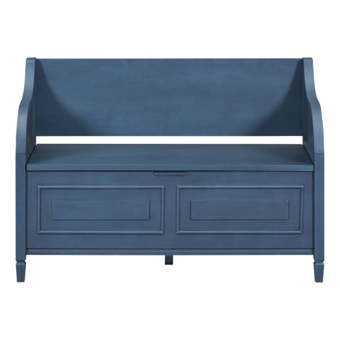 Rustic Style Solid wood Entryway Multifunctional Storage Bench with Safety Hinge - Image 2