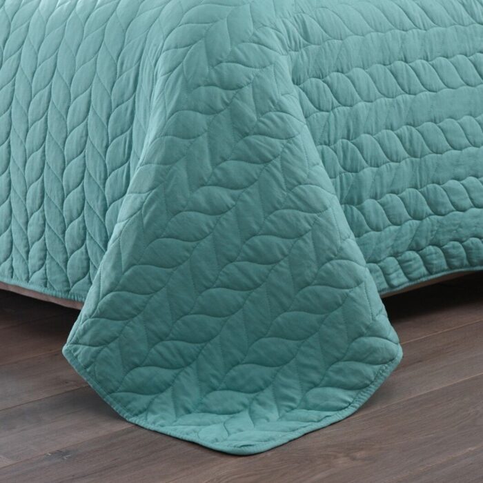 3 Piece Lightweight Bedspread Quilt Set Prewashed King Teal - Image 2