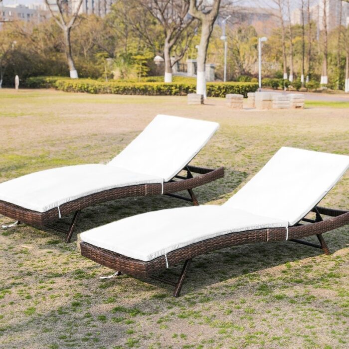 YUKOOL All-weather Wicker Patio Lounge Chaise with Removable Thick Cushion,Lounge Chair with 5-position Adjustable Backrest - Image 2