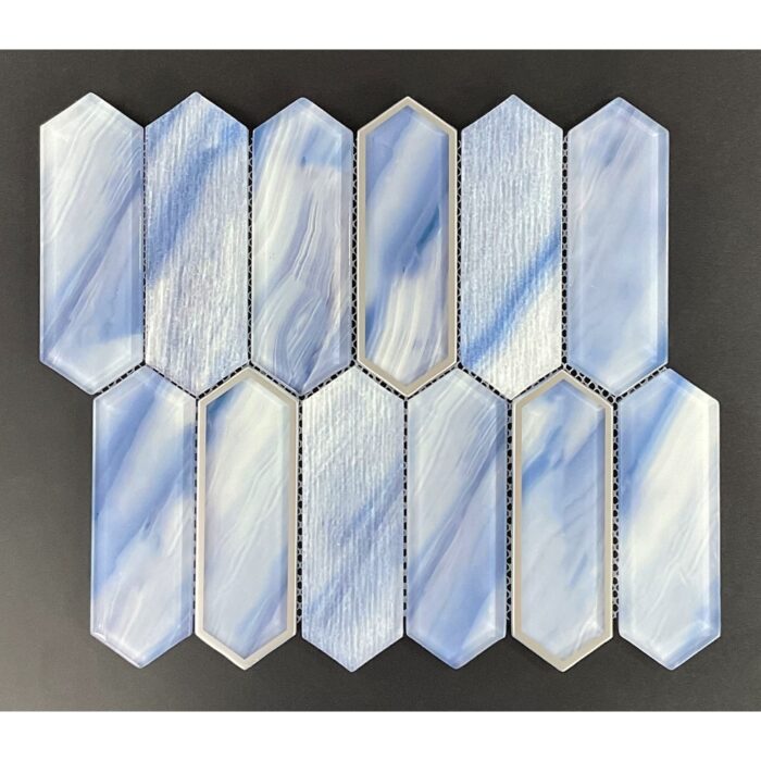 6 X 2 Long Hexagon Galss Wall Mosaic Tiles
