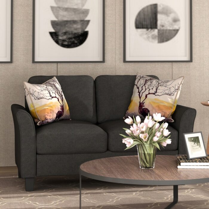 Livingroom Loveseat Modern Linen Fabric Sofa Removable Cushions Couch - Image 2