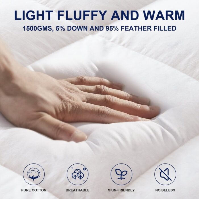 Subrtex 2 Inch Down Fiber Bed Mattress Topper with Cotton Cover - Image 2