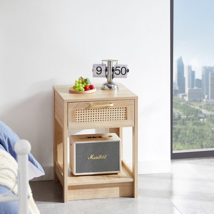 ARTCHIRLY 15.75" Rattan End table with drawer, Modern nightstand for living roon, bedroom - Image 2