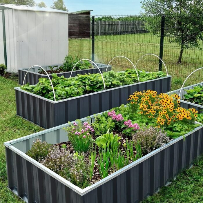 Galvanized Steel Metal Outdoor Garden Planter Box Kit with 8pcs - Image 2