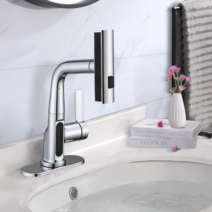 Vanityfair Pulling Lifting Digital Display Faucet, Single Handle Waterfall Bathroom Faucet, Pull Out Bathroom Faucet - Image 2