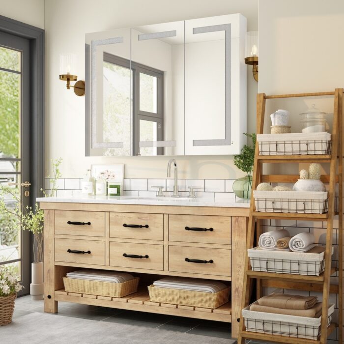 Wall LED Bathroom Cabinet with Lighting and Defogger Medicine Cabinet