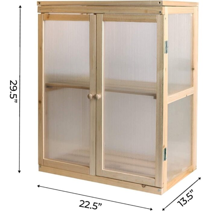 Wooden Cold Frame Greenhouse, Raised Flower Planter Protection Box - 2 Tier - Image 2