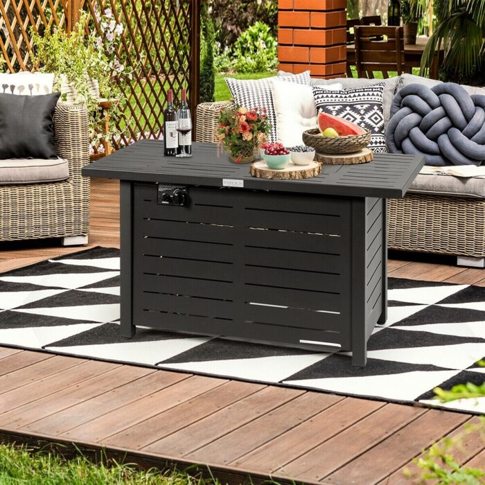 Gymax 42'' Rectangular Propane Gas Fire Pit 60,000 Btu Heater Outdoor - Image 2