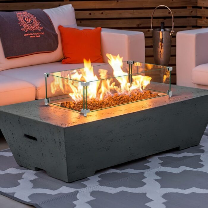 24" Rectangular Glass Fire Pit Flame Protector - Image 2