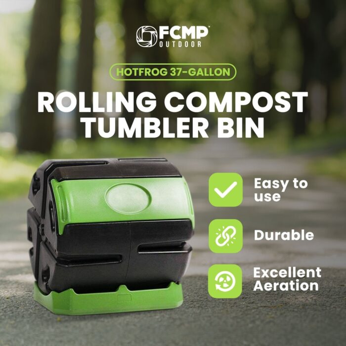 FCMP Outdoor HOTFROG 37 Gallon Chamber Quick Curing Rolling Compost Tumbler Bin - 28 - Image 2