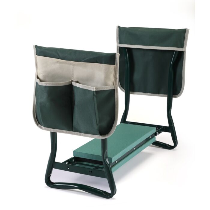 Outdoor 2-in-1 Garden Stool and Kneeler Garden Bench Portable Kneeler with Tool Bags and Kneeling Pad for Gift