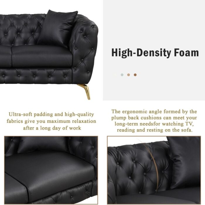 Modern PU Upholstered Sofa with Sturdy Metal Legs - Image 2