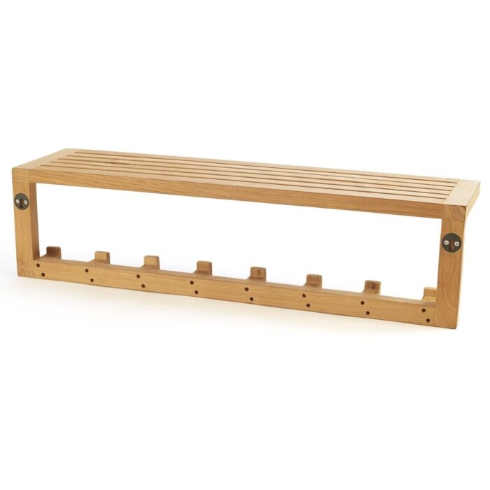 Teak Wall Shelf with 8 hooks - Image 2