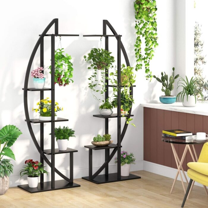 Metal/ MDF 5-tier Curved Plant Stand (Set of 2) - Image 2