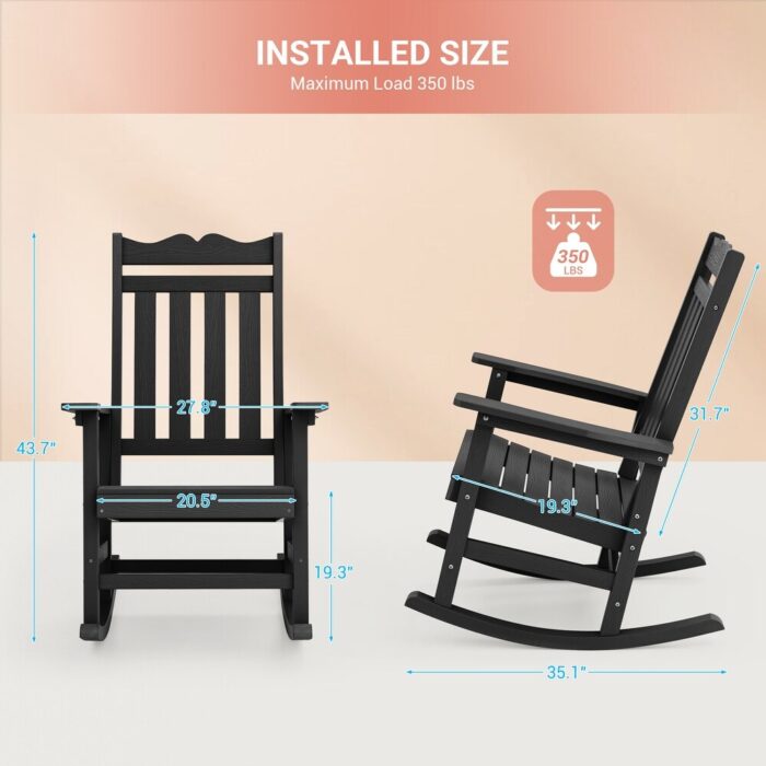 AOOLIMICS Patio Adirondack Chair, Rocking Chair Fire Pit-Set of 2 - Image 2