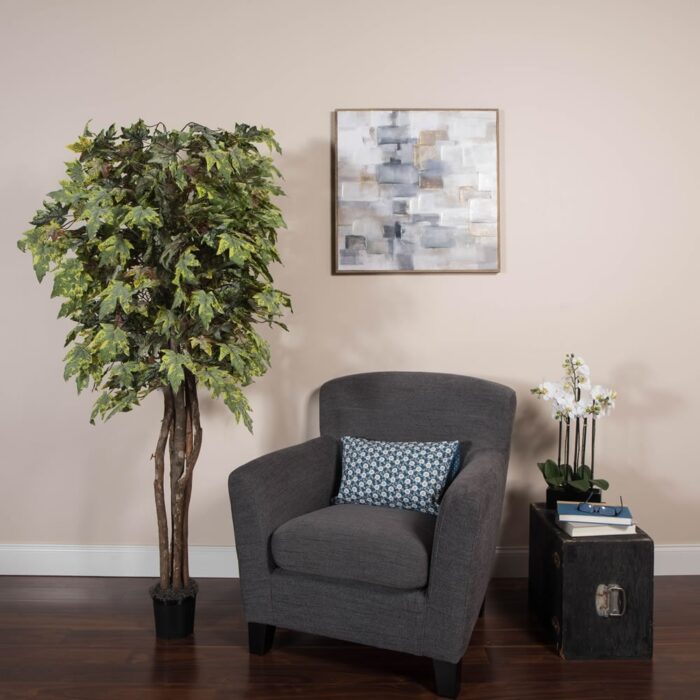 Vickerman 6' Artificial Frosted Maple Executive, Black Plastic Pot - Image 2
