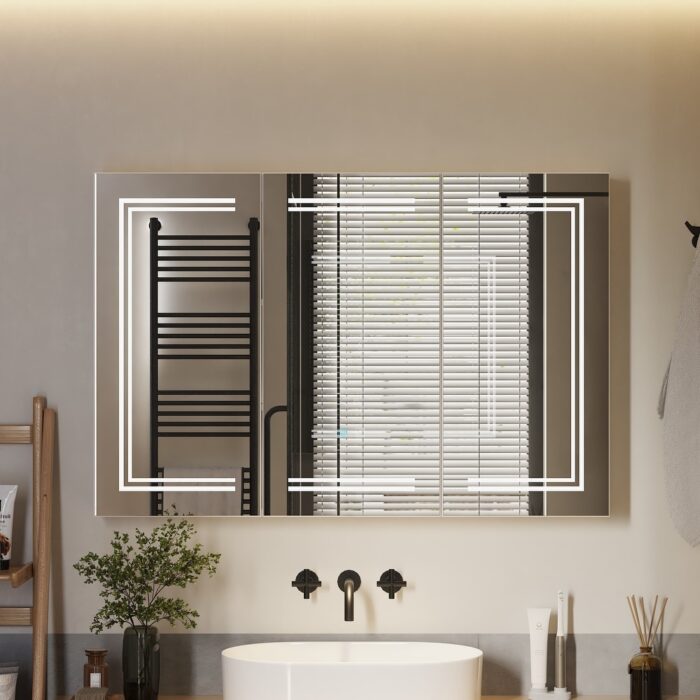 Bathroom LED Cabinet Medicine Cabinet with Mood Lighting and Defogger - Image 2