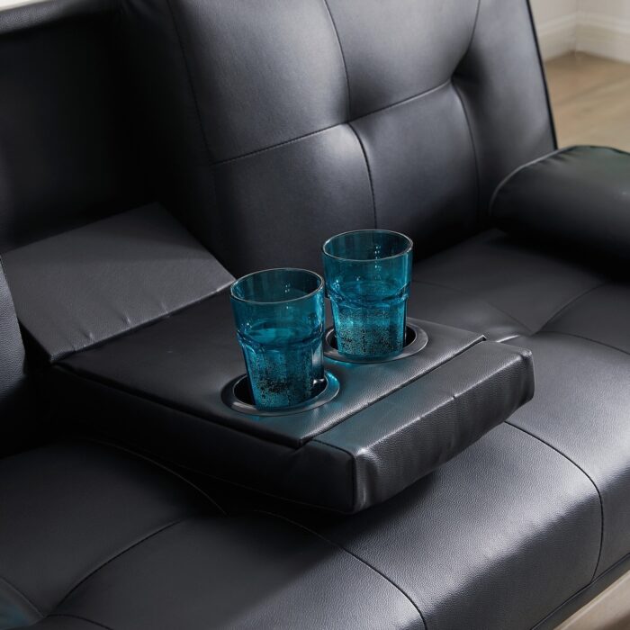 Convertible Folding Loveseat Sleeper Sofa Bed With Cup Holders,2 Seat