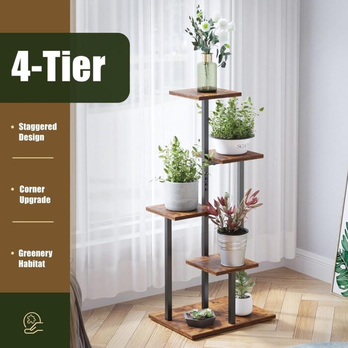 Tiered Plant Stands for Indoor Plants Multi-Layer Corner Flower Stand Square Plant Shelf Multifunctional Stand - Image 2