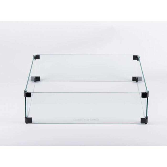EV Fires 23" Square Fire Pit Clear Tempered Glass Flame Guard in Black - 6"H x 22.5"W x 22.5"D - Image 2