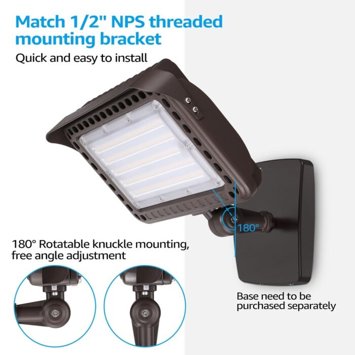 100W LED Flood Light Outdoor, 3000K/4000K/5000K Selectable - 2PACK - Image 2