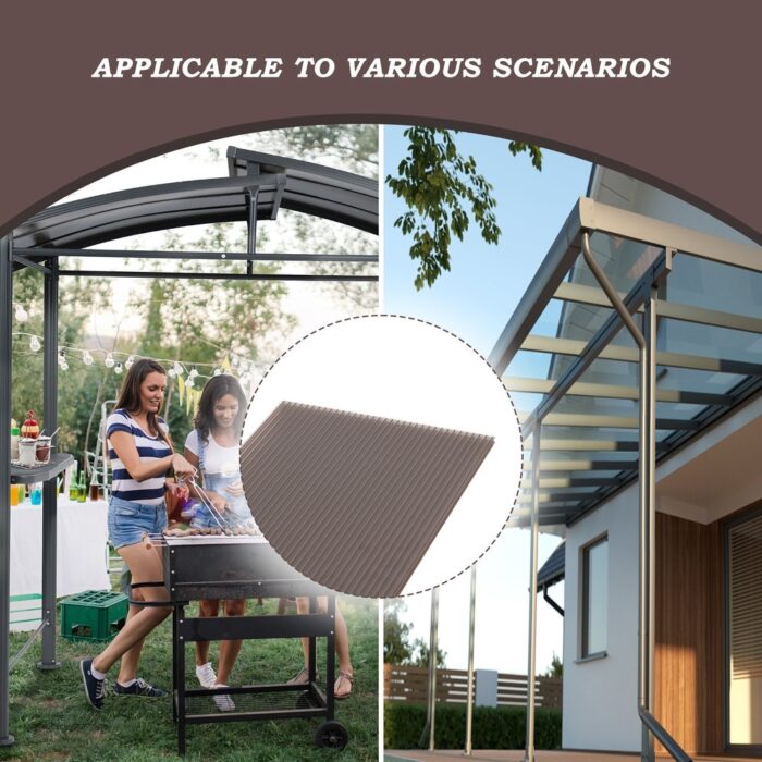 Aoodor 6PCS 38x62 Brown Twin-Wall Awning Panels: Waterproof, UV-Protected