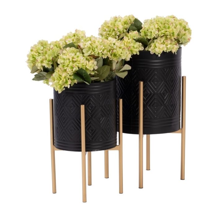 Set of 2 Planter Metal Stand,Black - Image 2