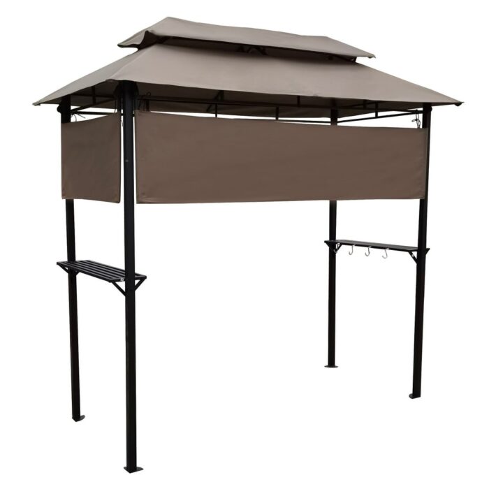 9' X 5' Steel Polyester Soft-Top Outdoor Canopy Gazebo Tent with Hook and Bar Counters